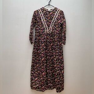 Vintage - 1970’s Hippie Boho Floral Long Sleeve Calico Maxi Dress